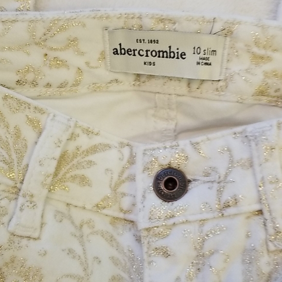 Girl's Abercrombie Kids NEW Cream & Gold Pants 10 - Picture 5 of 7